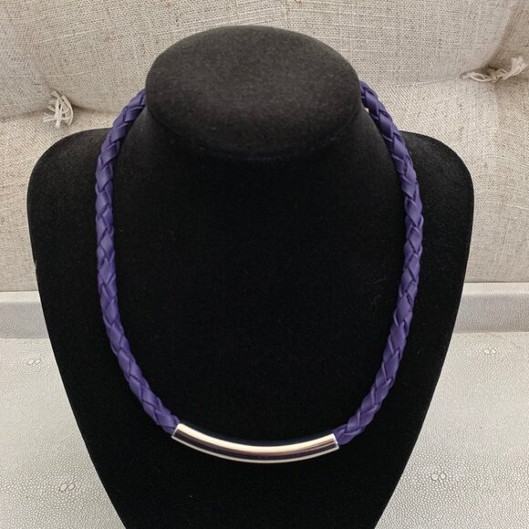 Dyrberg/Kern Sona braided leather necklace purple - Picture 1 of 4